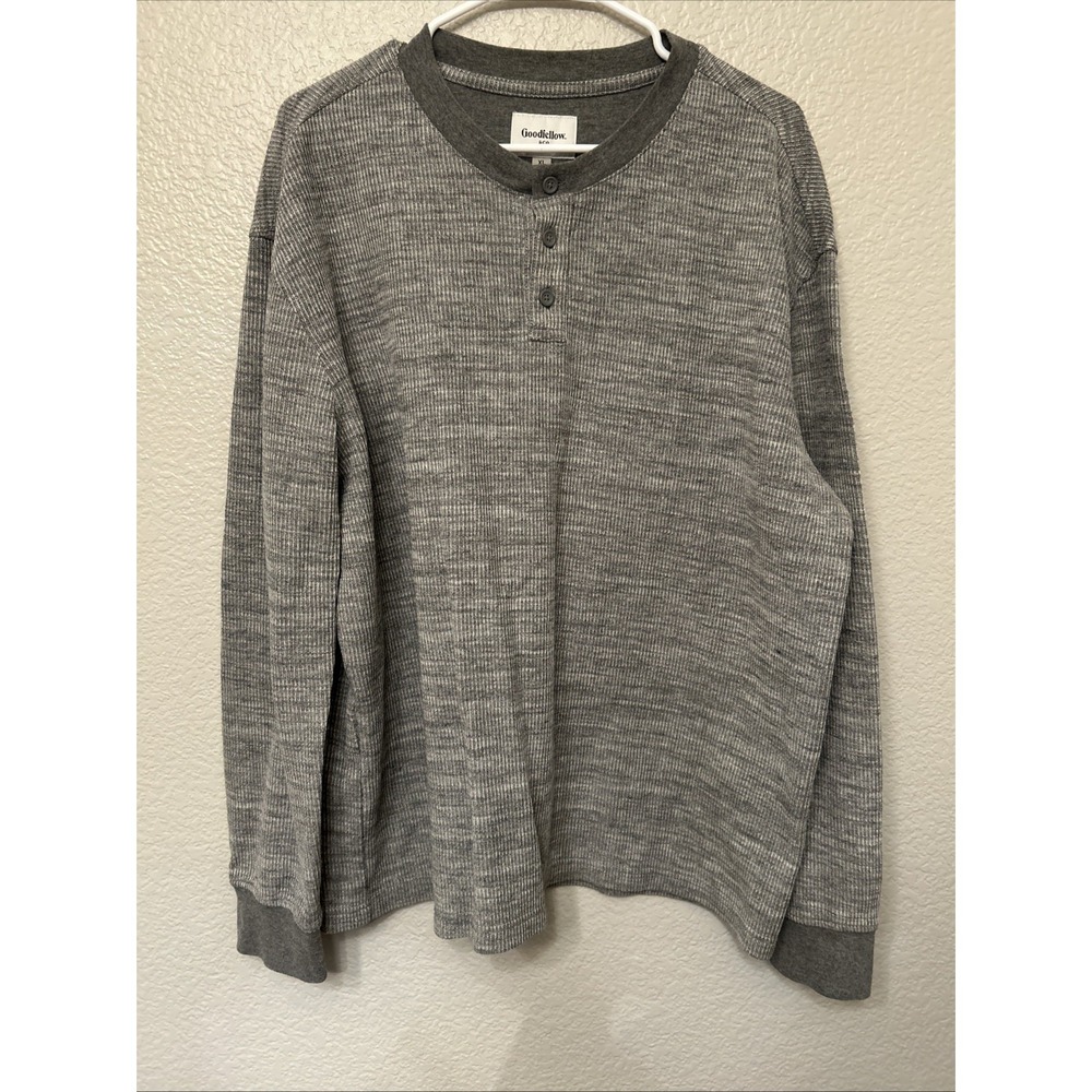 Goodfellow & Co Henley Shirt Mens XL Gray Long Sleeve Casual Knit